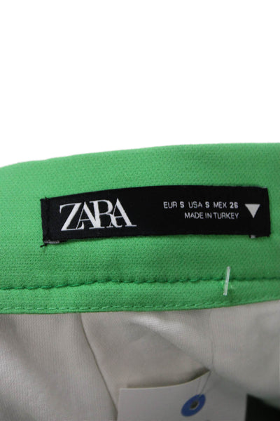Zara Womens Ankle Pants Green Zip Polyester Size S