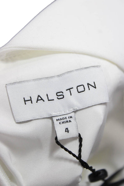 Halston Womens Sheath Halter Knee Length White Dress Size 4