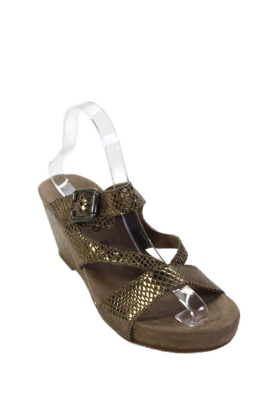 Mephisto Womens Buckled Wedge Heels Brown Size 8