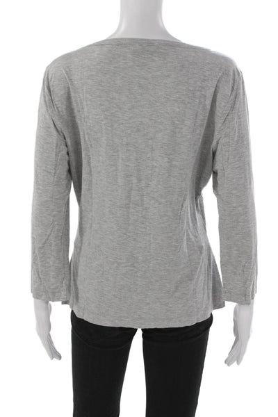 St. John Spa Women Gray Basic Viscose Round Neck 3/4 Sleeve T-Shirt Size L