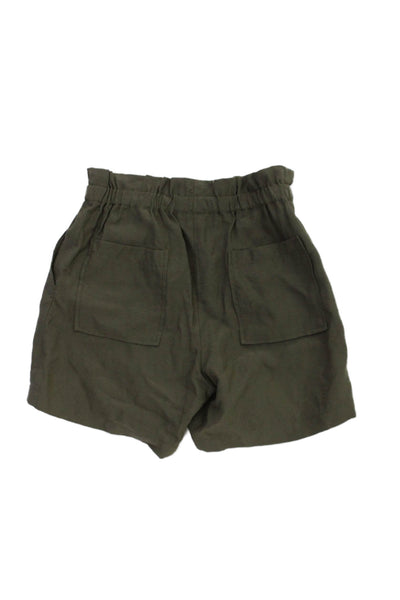 Bonpoint Girls Pocketed Paperbag Shorts Green Size 6
