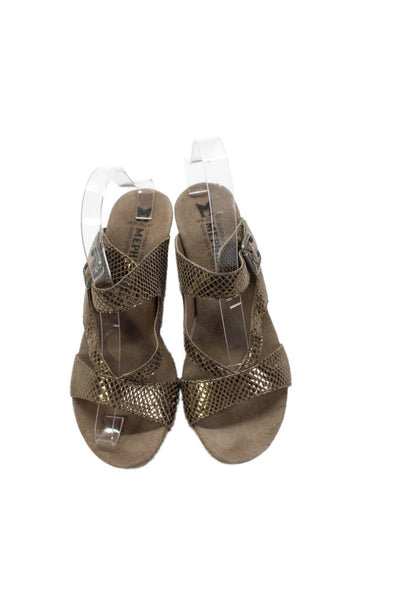 Mephisto Womens Buckled Wedge Heels Brown Size 8