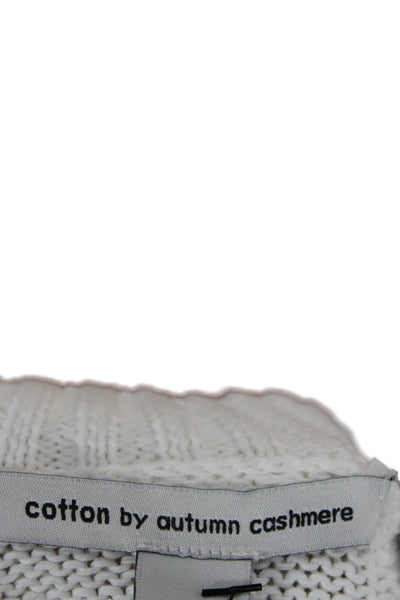 Cotton By Autumn Cashmere Women V-Neck Long Sleeve White Sweater Size S