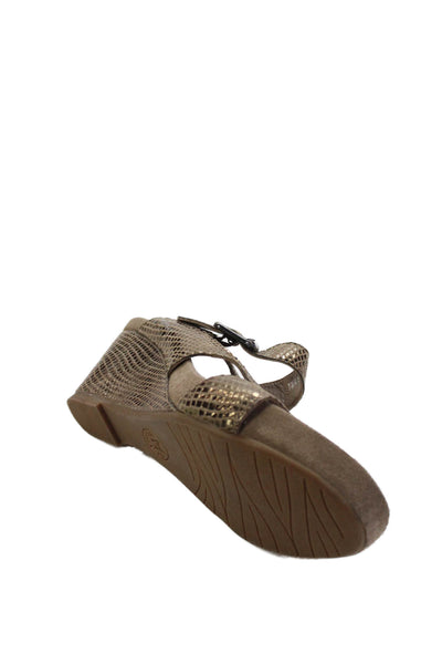 Mephisto Womens Buckled Wedge Heels Brown Size 8