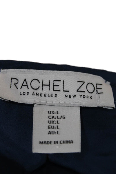 Rachel Zoe Women Blue Quilted Floral Cotton Jacket Button Long Sleeve Size L