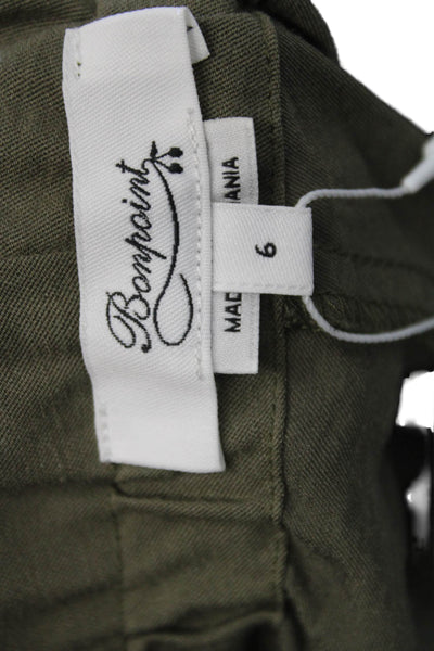 Bonpoint Girls Pocketed Paperbag Shorts Green Size 6