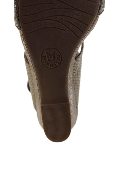 Mephisto Womens Buckled Wedge Heels Brown Size 8
