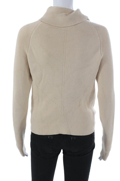 Lovers + Friends Womens Beige Nylon Turtleneck Sweater Long Sleeve Size M