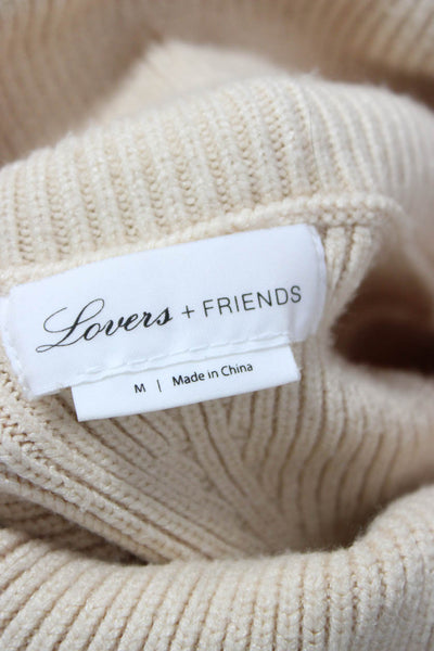 Lovers + Friends Womens Beige Nylon Turtleneck Sweater Long Sleeve Size M
