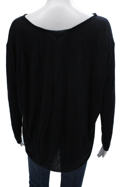 Vince Women Silk Boat Neck Long Sleeve Blouse Black Size S