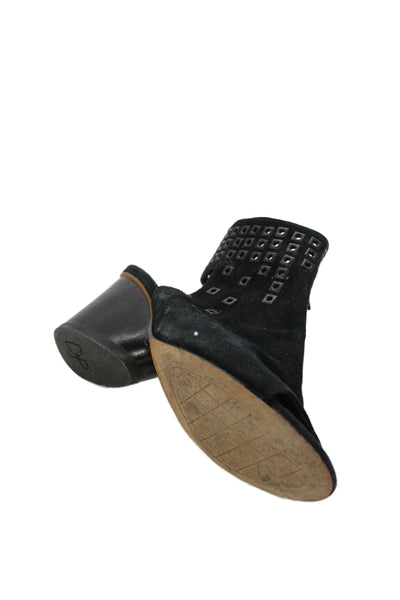 Donald J Pliner Womens Suede Square Grommet Detail Heels Black Size 7.5