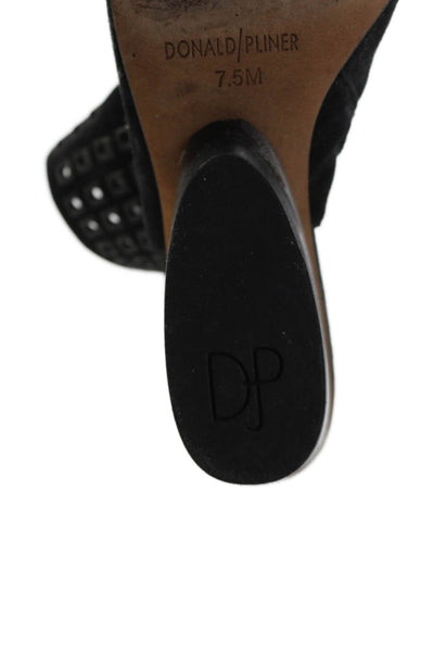 Donald J Pliner Womens Suede Square Grommet Detail Heels Black Size 7.5