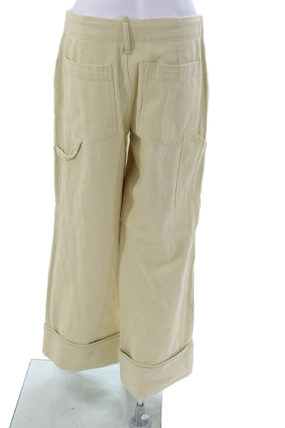 Zara Womens Beige Cargo Pants Mid Rise Cotton Inseam 28 Size XS