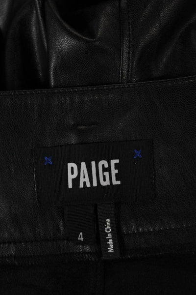 Paige Womens Tailored Faux Leather Shorts Black Button Size 4