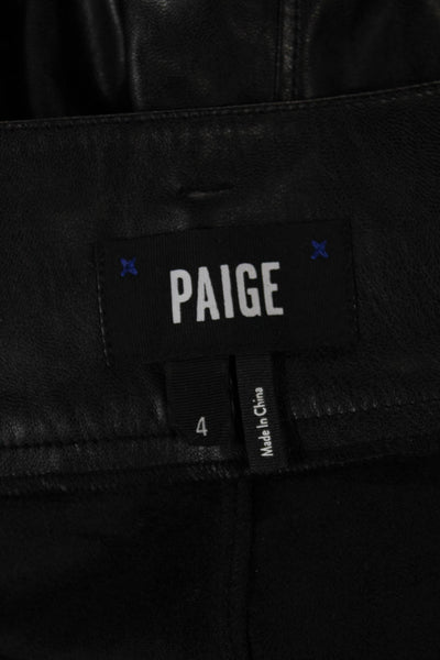 Paige Womens Tailored Faux Leather Shorts Black Button Size 4