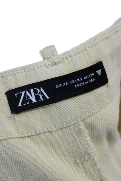 Zara Womens Beige Cargo Pants Mid Rise Cotton Inseam 28 Size XS