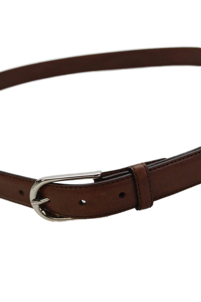 Ralph Lauren Womens Leather Silver Tone Buckle Classic Belt Brown Size 40