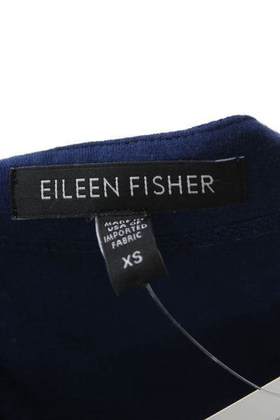 Eileen Fisher Women Blue Shift Short Sleeve Cowl Neck Dress Size XS