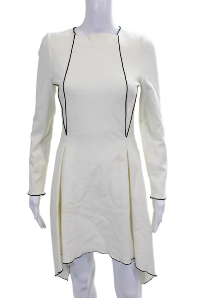 Plein Sud Jeans Womens Fit & Flare Dress White Viscose Long Sleeve Zip Size 40