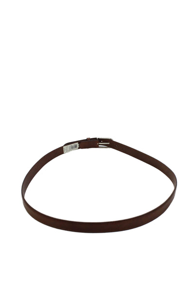 Ralph Lauren Womens Leather Silver Tone Buckle Classic Belt Brown Size 40