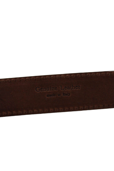 Ralph Lauren Womens Leather Silver Tone Buckle Classic Belt Brown Size 40