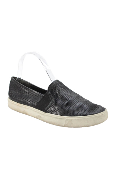 Vince Womens Perforated Leather Slide On Sneakers Black Size 7 Medium