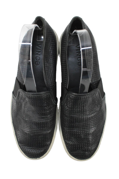 Vince Womens Perforated Leather Slide On Sneakers Black Size 7 Medium