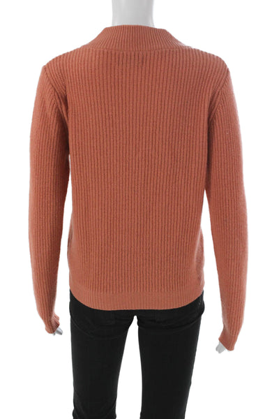 Le Mont S michel Womens Collared Orange Wool Pullover Sweater Longsleeve Size S