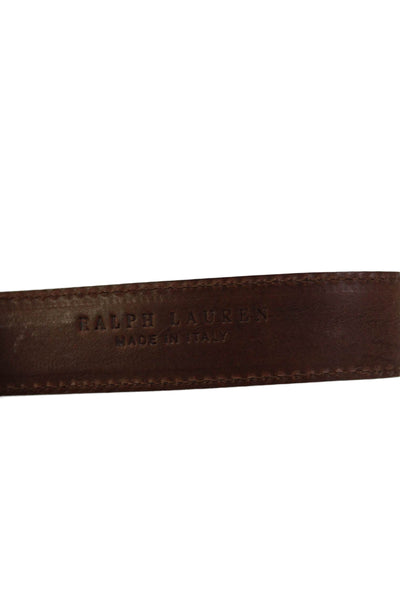 Ralph Lauren Womens Leather Silver Tone Buckle Classic Belt Brown Size 40