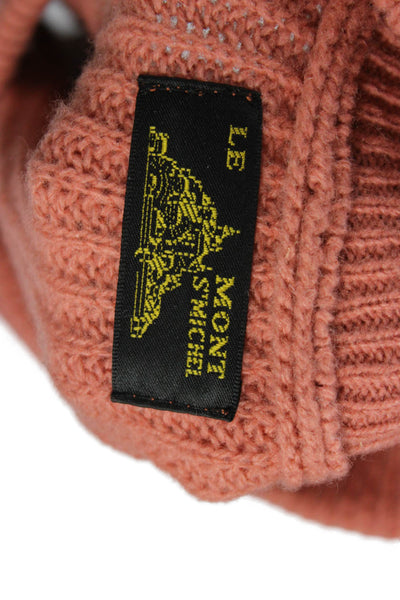 Le Mont S michel Womens Collared Orange Wool Pullover Sweater Longsleeve Size S