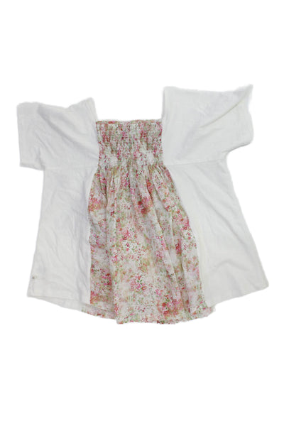 Bonpoint Girls Cotton Floral Smocked Detail Top White Size 10