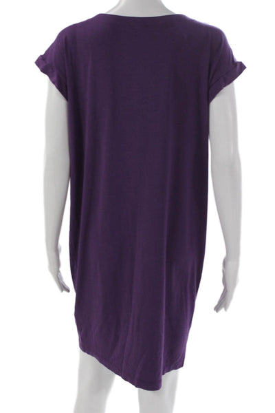 Eileen Fisher Women Shift Dress Purple Viscose Cowl Neck Short Sleeve Size XS