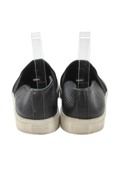 Vince Womens Perforated Leather Slide On Sneakers Black Size 7 Medium