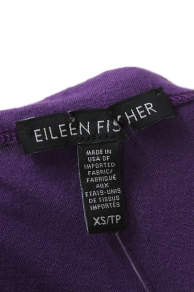 Eileen Fisher Women Shift Dress Purple Viscose Cowl Neck Short Sleeve Size XS