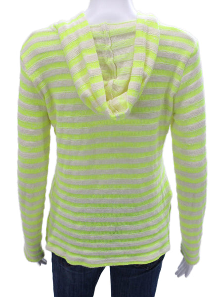 Splendid Women Hoodie Yellow Striped V-Neck Size XS