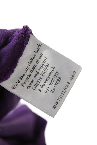 Eileen Fisher Women Shift Dress Purple Viscose Cowl Neck Short Sleeve Size XS