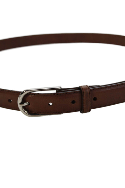 Ralph Lauren Womens Leather Silver Tone Buckle Classic Belt Brown Size 42
