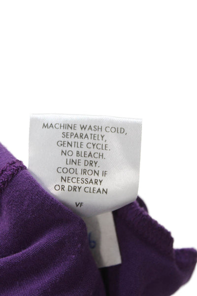 Eileen Fisher Women Shift Dress Purple Viscose Cowl Neck Short Sleeve Size XS