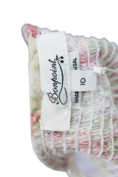 Bonpoint Girls Cotton Floral Smocked Detail Top White Size 10