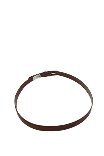 Ralph Lauren Womens Leather Silver Tone Buckle Classic Belt Brown Size 42