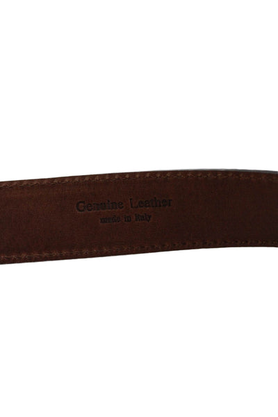 Ralph Lauren Womens Leather Silver Tone Buckle Classic Belt Brown Size 42