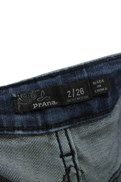 prAna Womens Skinny Jeans Blue Low Rise Button Cotton Blend Size 2