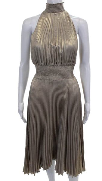 A.L.C. Womens A-Line Halter Mid-Calf Sleeveless Gold Dress Size 2
