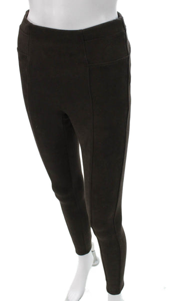 Spanx Women Ankle Leggings Brown Polyester Blend Size S