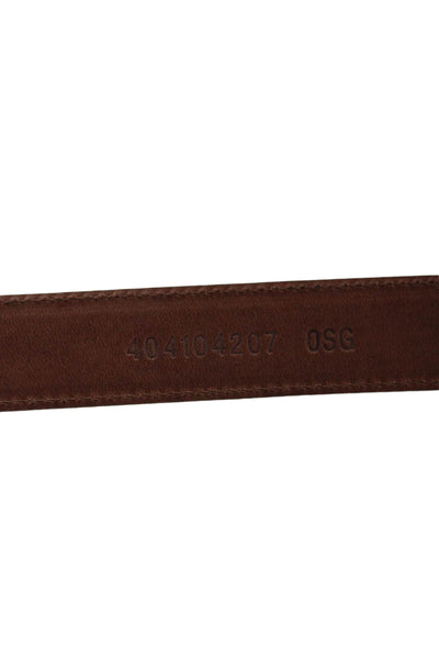 Ralph Lauren Womens Leather Silver Tone Buckle Classic Belt Brown Size 42