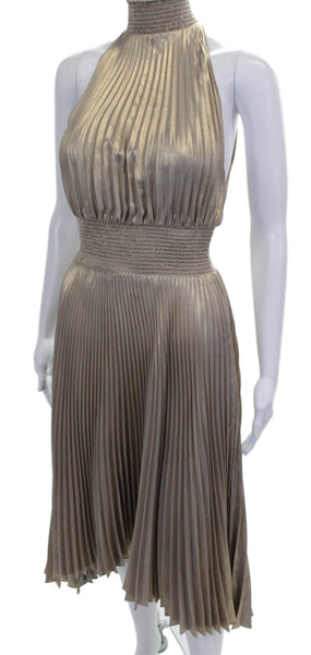 A.L.C. Womens A-Line Halter Mid-Calf Sleeveless Gold Dress Size 2
