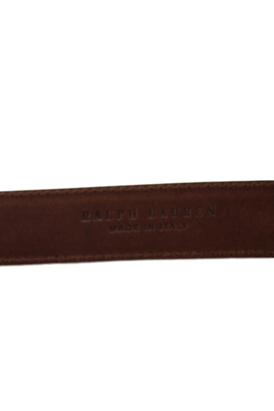 Ralph Lauren Womens Leather Silver Tone Buckle Classic Belt Brown Size 42