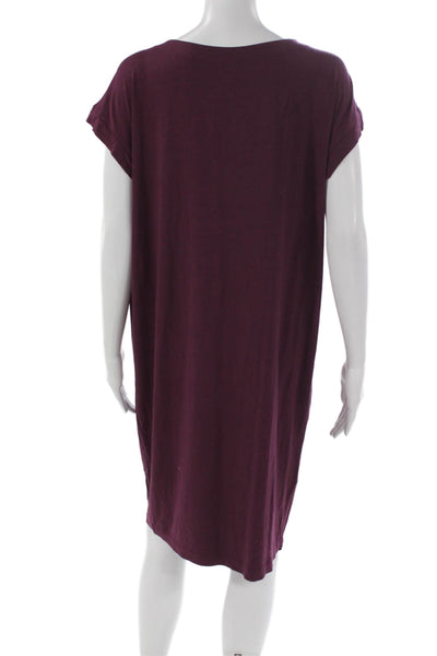 Eileen Fisher Womens Purple Cowl Neck Short Sleeve Shift Dress Rayon Size XS