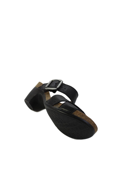 Mephisto Womens Leather Crossed Strap Heeled Sandals Black Size 7