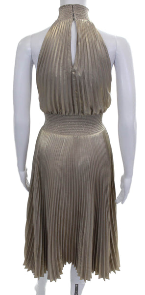 A.L.C. Womens A-Line Halter Mid-Calf Sleeveless Gold Dress Size 2